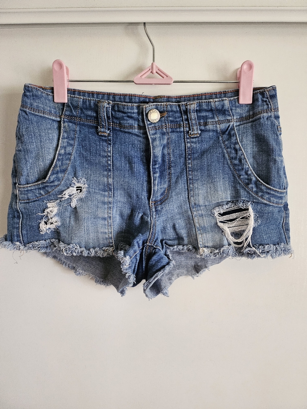 Y2K Boom Boom Jeans Vintage Denim Low Waist Shorts Cotton Womens 11, 29 in waist